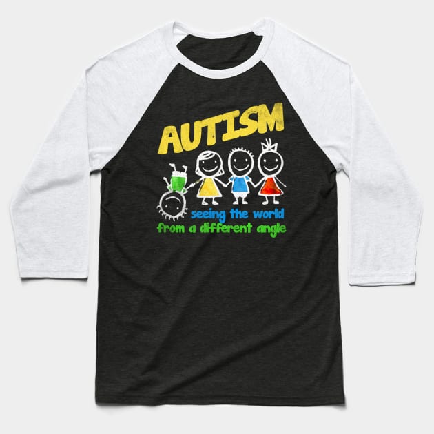 Autism Seeing The World At A Different Angle Autism Baseball T-Shirt by apesarreunited122